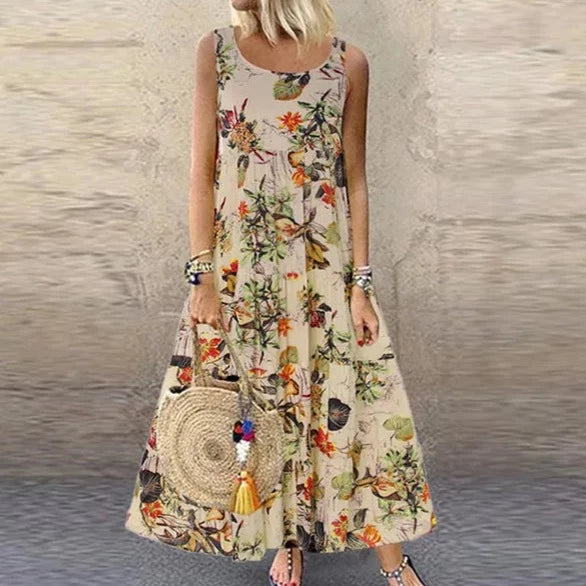 Vestido Longo com Estampa Floral