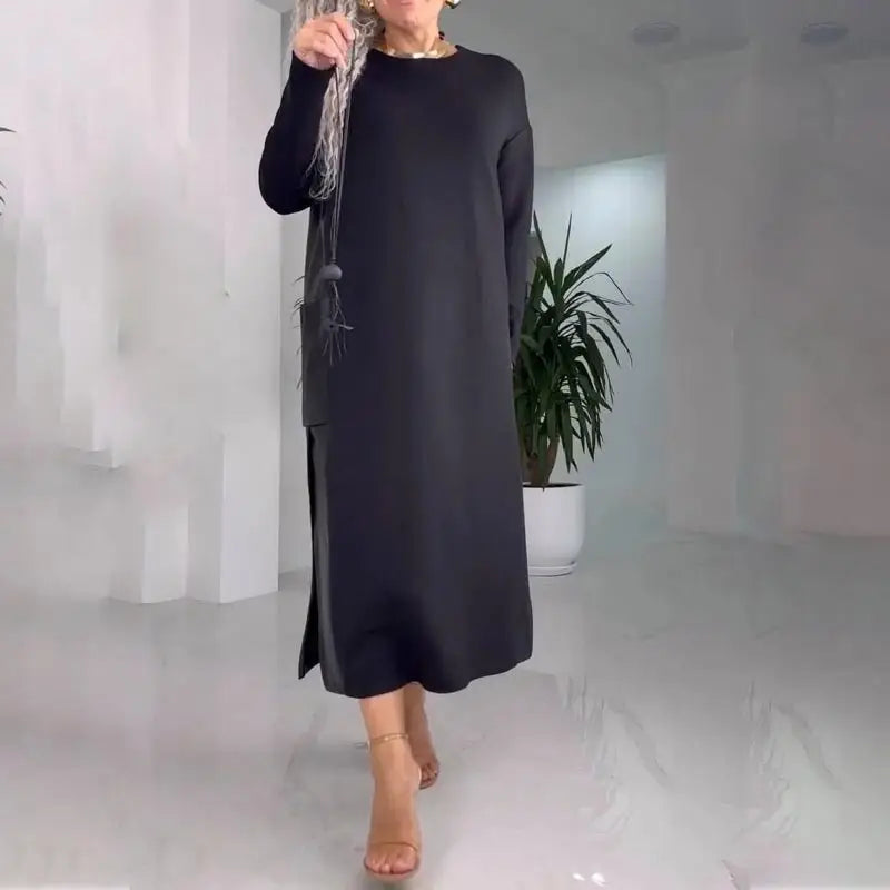 Vestido Casual Detalhe em Couro