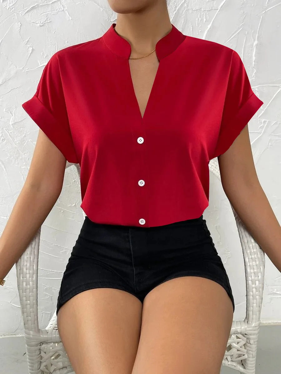 Camisa Feminina Manga Curta em Cetim