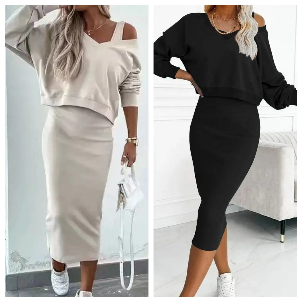 Conjunto Feminino com Vestido e Blusa