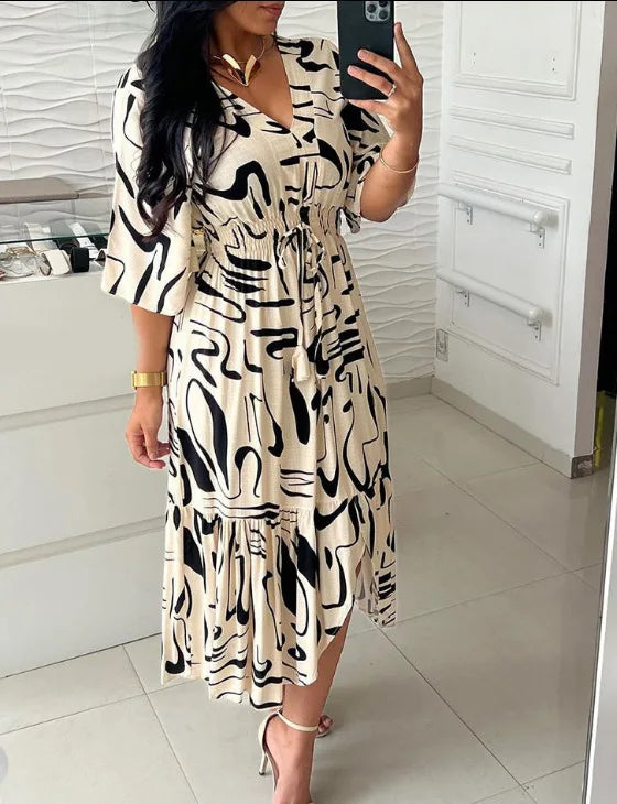Vestido Com Estampa Assimetrica