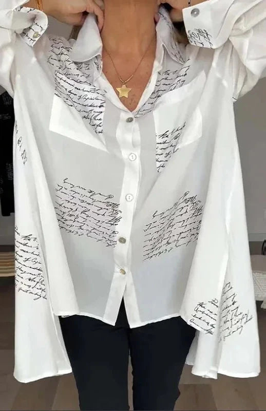 Camisa Feminina Larga com Escritas