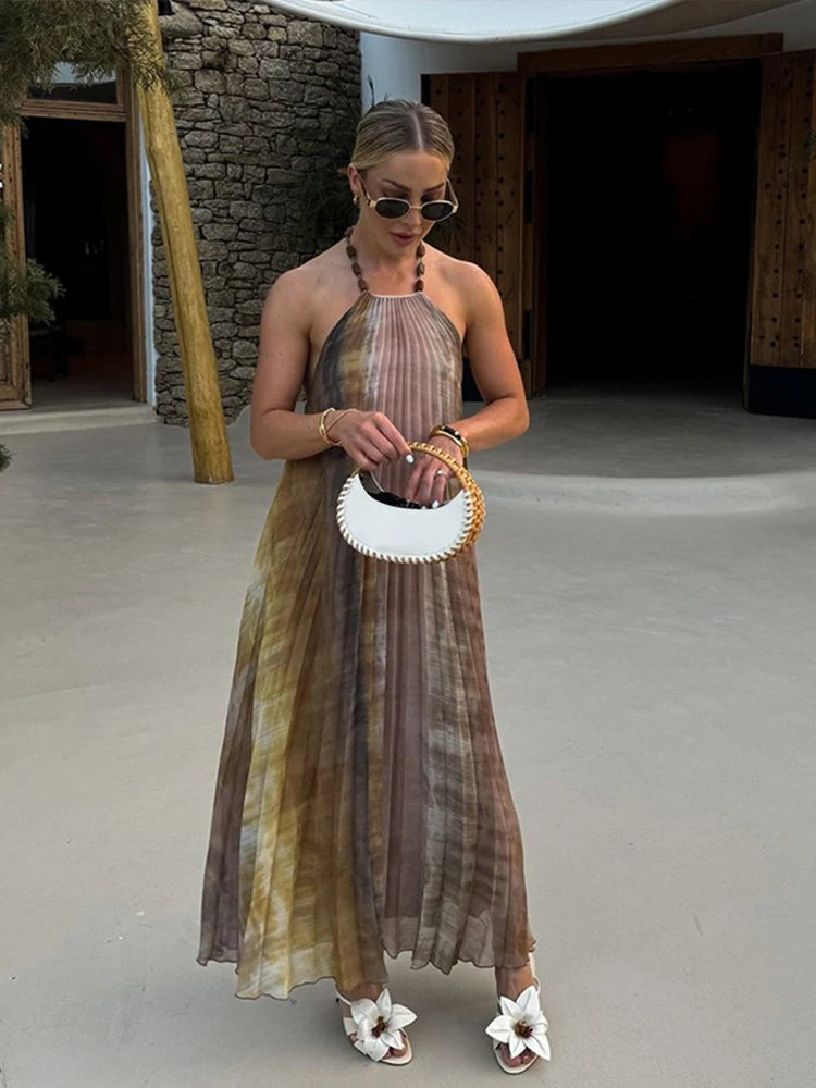 Vestido Plissado Costas Nuas