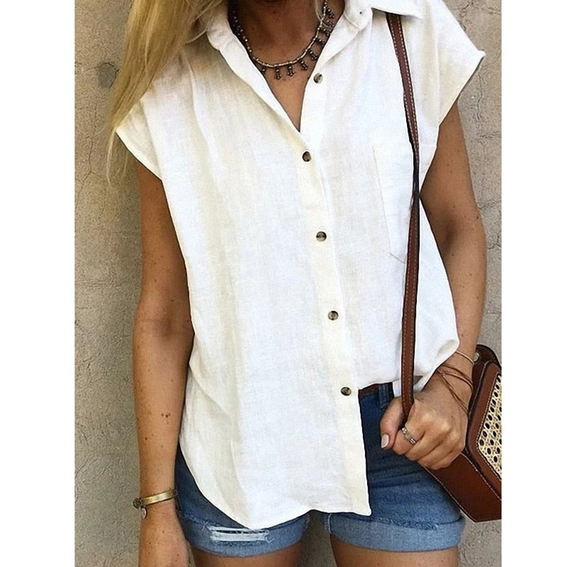 Camisa Feminina de Algodão Manga Curta - Loja Encantadora