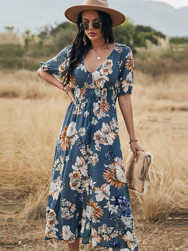 Vestido Longo Floral - Loja Encantadora